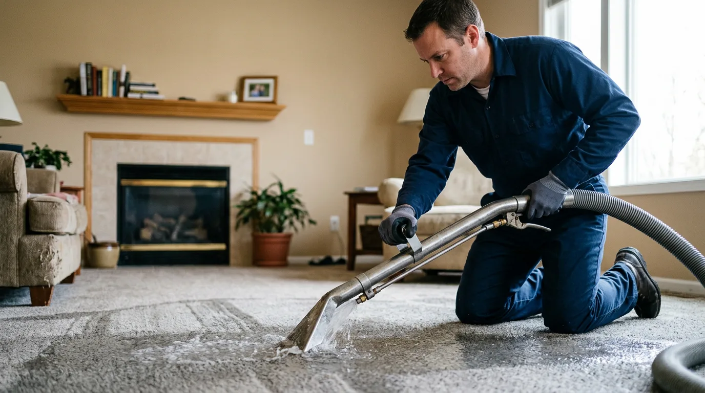 Water damage restoration technician working near Highland Mills, NY